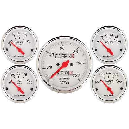 Autometer 5 piece Kit (Mech Speed/Elec Oil Press/Water Temp/Volt/Fuel Level) 1300