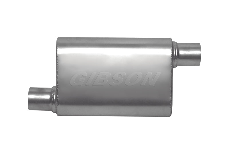 Gibson CFT Superflow Offset/Offset Oval Muffler - 4x9x13in/2.25in Inlet/2.25in Outlet - Stainless Gibson