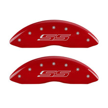 Load image into Gallery viewer, MGP 4 Caliper Covers Engraved Front &amp; Rear Gen 5/SS Red finish silver ch - eliteracefab.com