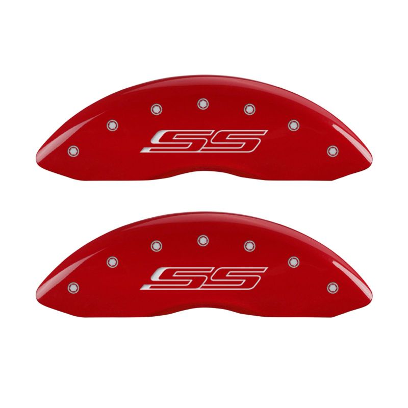 MGP 4 Caliper Covers Engraved Front & Rear Gen 5/SS Red finish silver ch MGP
