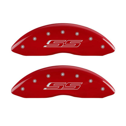 MGP 4 Caliper Covers Engraved Front & Rear Gen 5/SS Red finish silver ch MGP