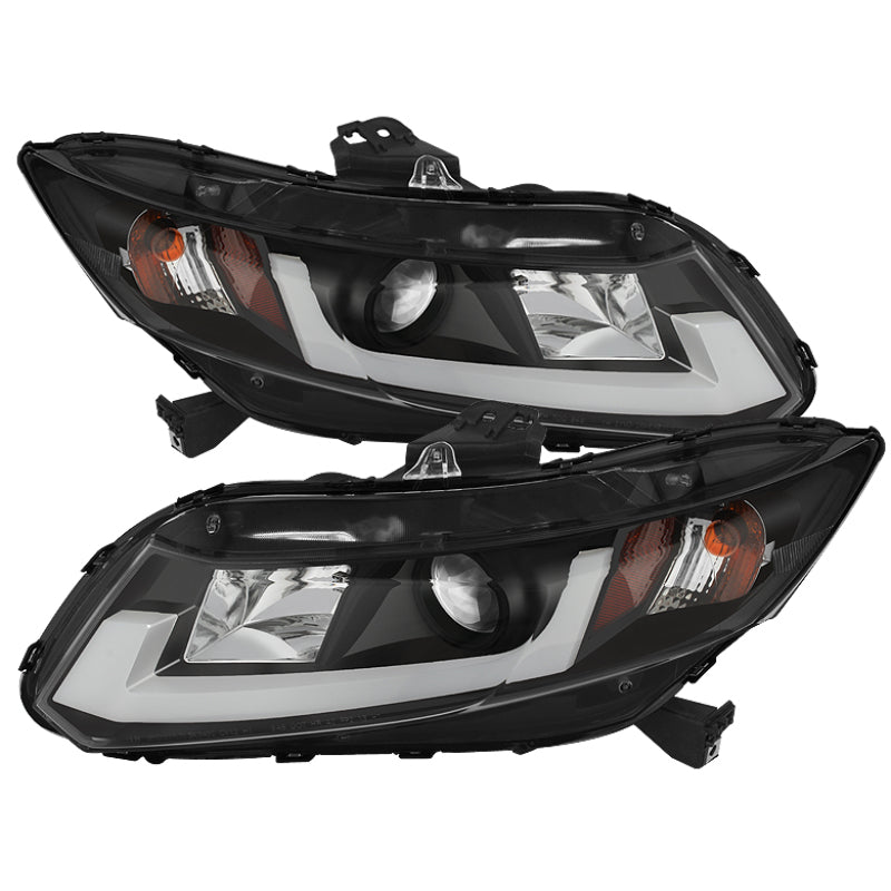 Spyder Honda Civic 2012-2014 Projector Headlights - Light Bar DRL Black PRO-YD-HC12-DRL-BK - eliteracefab.com