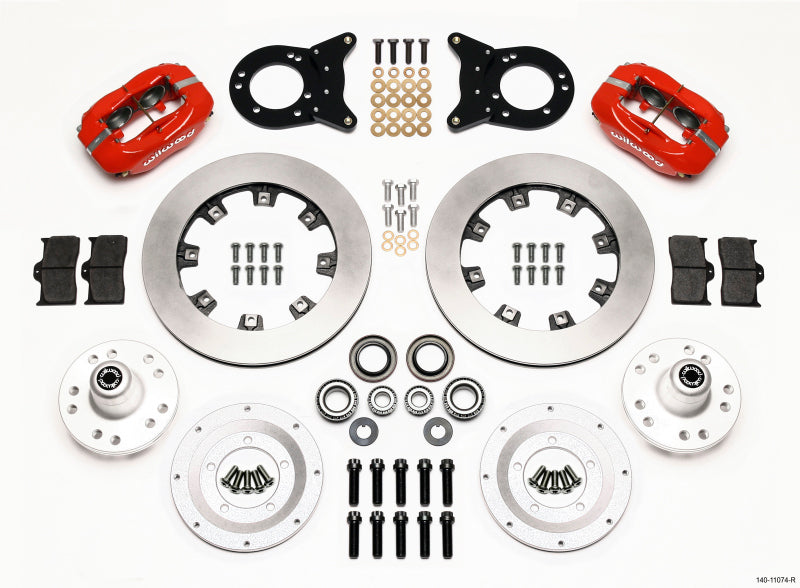 Wilwood Forged Dynalite Front Kit 12.19in Red 1970-1973 Mustang Disc & Drum Spindle Wilwood