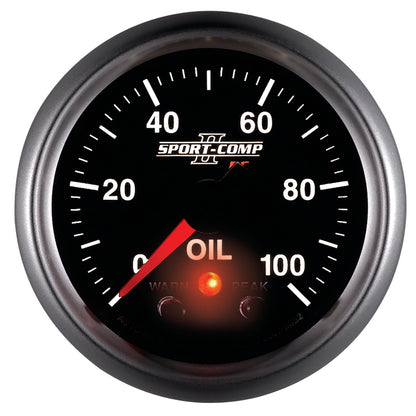 Autometer Sport-Comp II 52.4mm 0-100 PSI Oil Pressure Peak & Warn w/ Electronic Control Gauge 3652