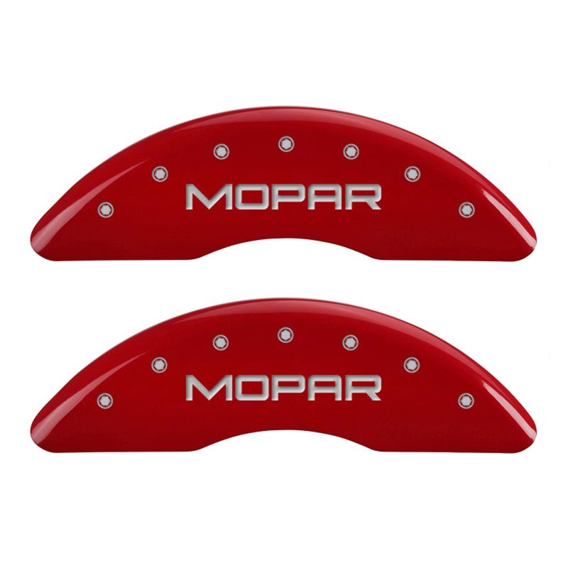 MGP 4 Caliper Covers Engraved Front & Rear MOPAR Red finish silver ch MGP