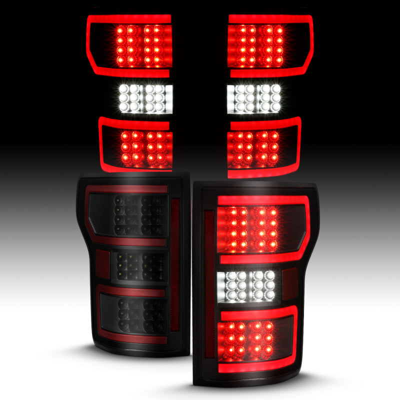 ANZO 18-19 Ford F-150 LED Taillight Black Housing Clear Lens Red Light Bar W/Sequential - eliteracefab.com