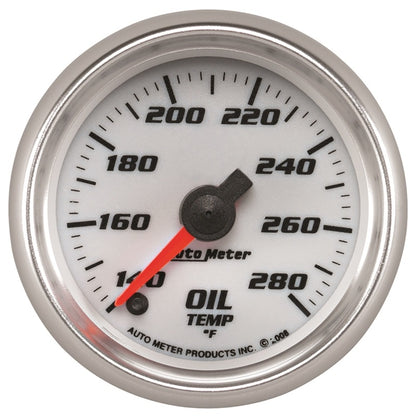 Autometer Pro-Cycle Gauge Oil Temp 2 1/16in 140-280f Digital Stepper Motor White 19740