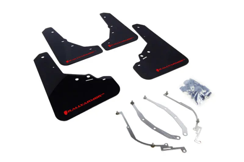 Rally Armor UR Mudflaps Urethane Fiat 500 2012-2013 Black/Red - eliteracefab.com