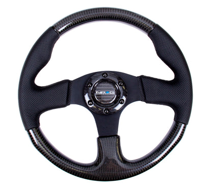 NRG Carbon Fiber Steering Wheel (315mm) Leather Trim w/Black Stitching - ST-310CFBS