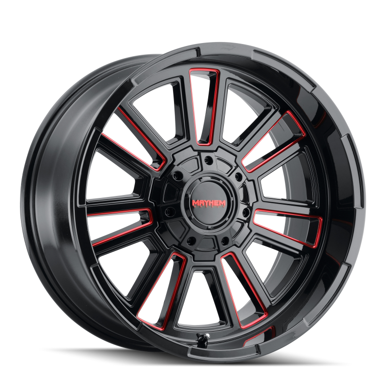 Mayhem 8115 Apollo 20x9 / 8x165.1 BP / 18mm Offset / 125.2mm Hub Black w/ Prism Red Wheel Mayhem