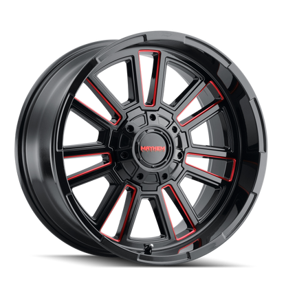 Mayhem 8115 Apollo 20x9 / 8x165.1 BP / 18mm Offset / 125.2mm Hub Black w/ Prism Red Wheel Mayhem