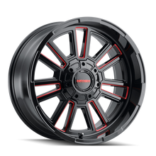 Load image into Gallery viewer, Mayhem 8115 Apollo 20x10 / 5x127 BP / -19mm Offset / 87.1mm Hub Black w/ Prism Red Wheel