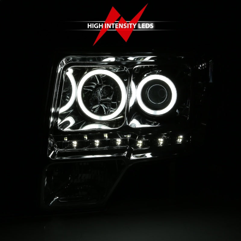 ANZO 2009-2014 Ford F-150 Projector Headlights w/ Halo Chrome (CCFL) G2 - eliteracefab.com