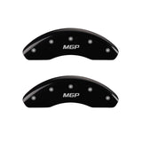 MGP 4 Caliper Covers Engraved Front & Rear MGP Black Finish Silver Char 2019 Chevrolet Malibu