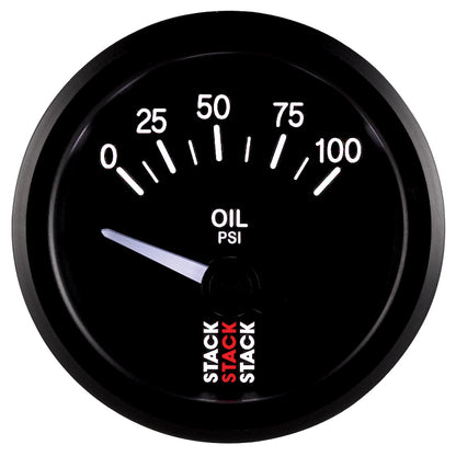 Autometer Stack Instruments 52mm 0-100 PSI 1/8in NPTF Electronic Oil Pressure Gauge - Black ST3202