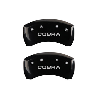 MGP Rear set 2 Caliper Covers Engraved Rear Cobra Black finish silver ch MGP