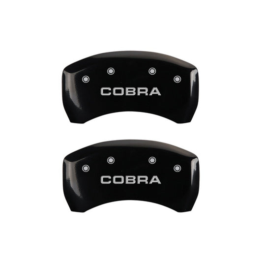 MGP Rear set 2 Caliper Covers Engraved Rear Cobra Black finish silver ch MGP