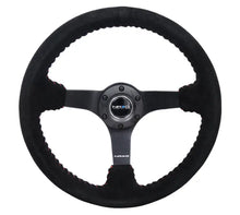 Load image into Gallery viewer, NRG Reinforced Steering Wheel (350mm / 3in. Deep) Blk Suede/Red BBall Stitch w/5mm Matte Blk Spokes - RST-036MB-S-RD