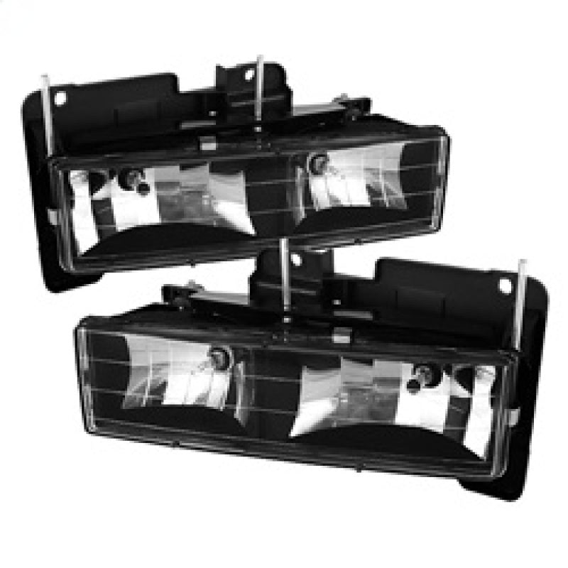 Xtune Chevy Suburban 88-98 Crystal Headlights Black HD-JH-CCK88-BK - eliteracefab.com