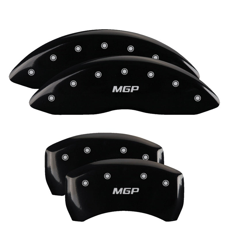 MGP Front set 2 Caliper Covers Engraved Front With out stripes/Dodge Black finish silver ch MGP