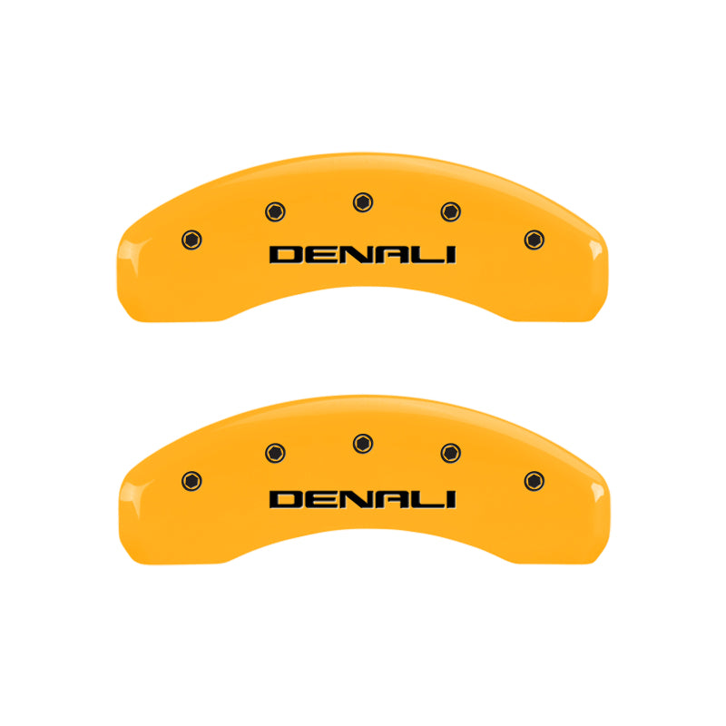 MGP 4 Caliper Covers Engraved Front & Rear Denali Yellow Finish Black Char 2005 GMC Envoy XL MGP