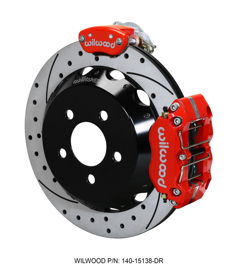 Wilwood Dynapro Radial / MC4 Rear Kit 12.88 Drilled & Slotted Red 2015 Ford Mustang w/Lines Wilwood