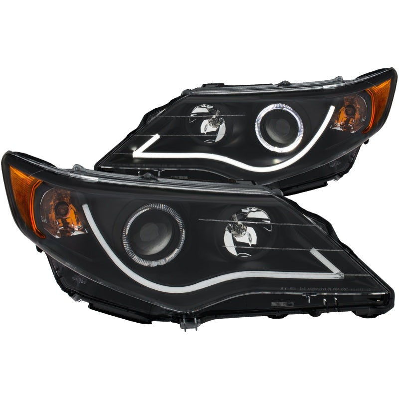 ANZO USA Toyota Camry Projector Headlights W/ Halo Black; 2012-2013 - eliteracefab.com