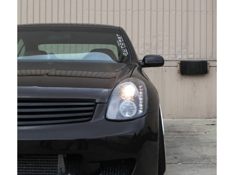 Spyder Infiniti G35 03-04 4DR Projector Halogen - LED Halo DRL Blk High H4 PRO-YD-IG35034D-DRL-BK - eliteracefab.com