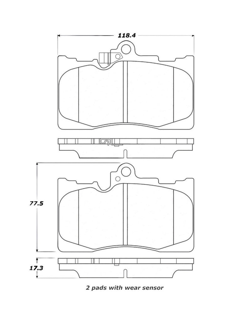 StopTech Street Touring 06 Lexus GS300/430 / 07-08 GS350 Front Brake Pads - eliteracefab.com