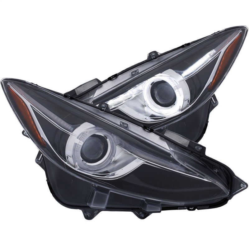 ANZO USA Mazda 3 Projector Headlights W/ Halo Black W/ Amber; 2014-2016 - eliteracefab.com