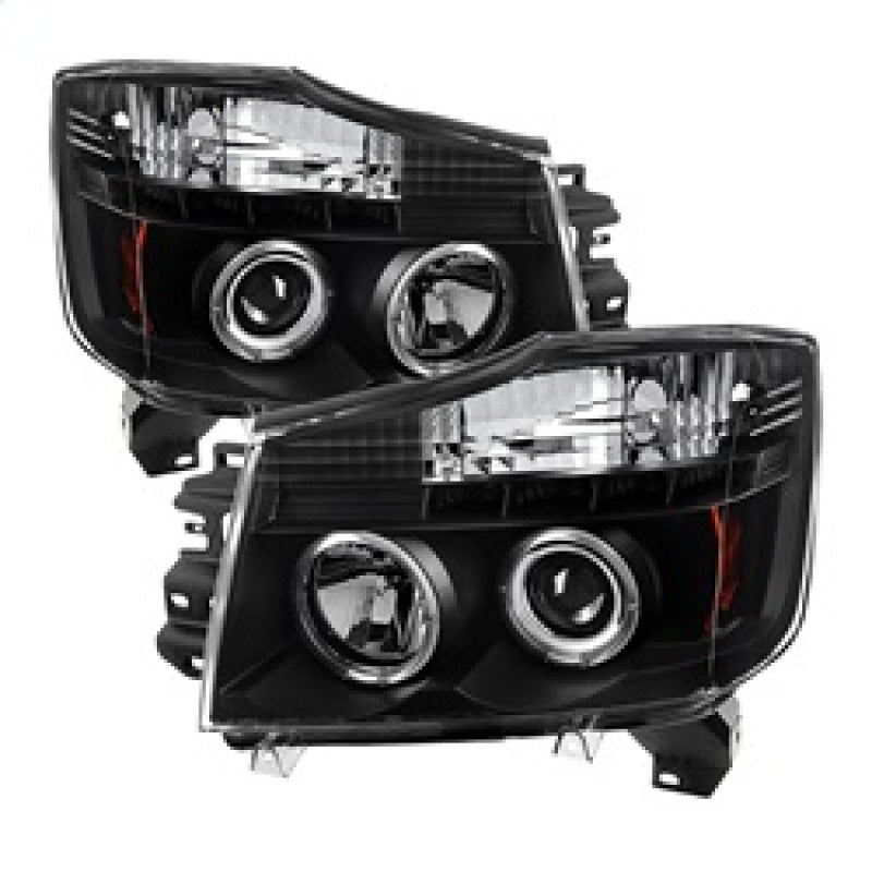 Spyder Nissan Titan 04-14/Armada 04-07 Projector Headlights LED Halo LED Blk PRO-YD-NTI04-HL-BK - eliteracefab.com