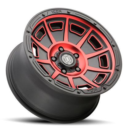 ICON Alloys Victory 17x8.5 6x5.5 0mm 4.75" Backspacing Satin Black with Red Accent Wheel - 3017858347SBRT