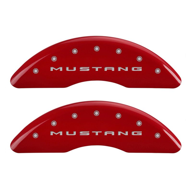 MGP 4 Caliper Covers Engraved Front 2015/Mustang Engraved Rear 2015/37 Red finish silver ch MGP