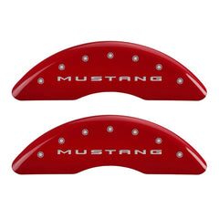 MGP 4 Caliper Covers Engraved Front 2015/Mustang Engraved Rear 2015/50 Red finish silver ch - eliteracefab.com
