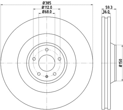 Hella Pagid Front High Carbon Brake Rotor - 05-09 Audi A8 Hella