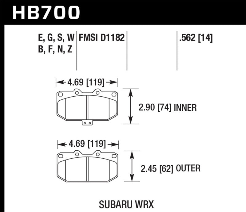 Hawk Performance ER-1 Front Brake Pads - HB700D.562