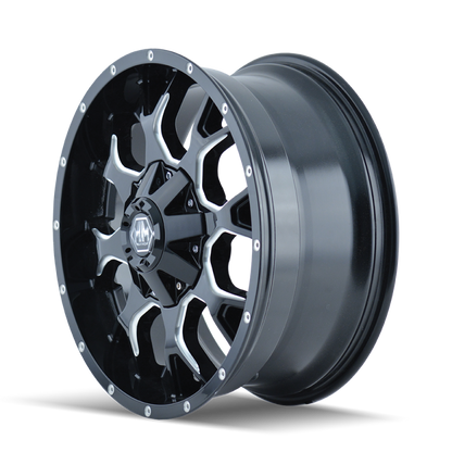 Mayhem 8015 Warrior 18x9 / 5x150 BP / 18mm Offset / 110mm Hub Black w/ Milled Spokes Wheel Mayhem