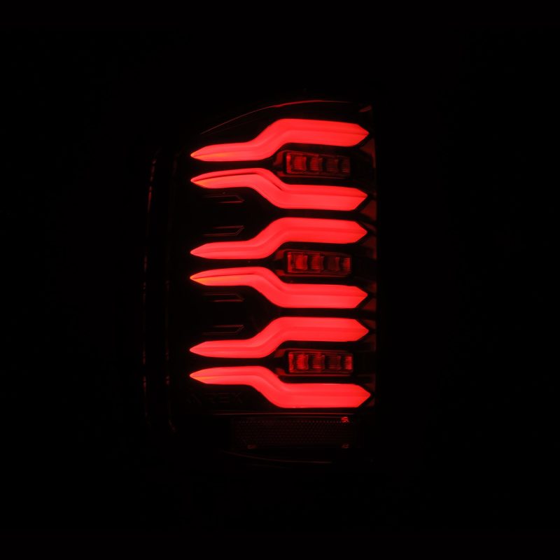 AlphaRex 620040 14-18 Chevy Silverado 1500 Luxx-Series LED Tail Lights Alpha-Black w/Activ Light/Seq Signal