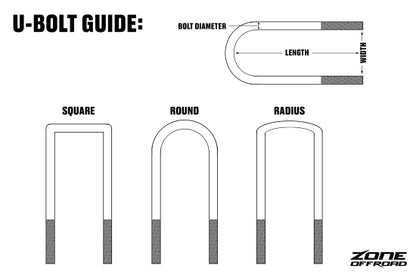Zone Offroad 9/16in / 3-1/8in / 15in U-bolt (Square) - eliteracefab.com