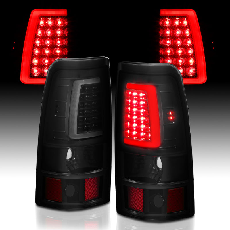 ANZO 2003-2006 Chevy Silverado 1500 LED Taillights Plank Style Black w/Smoke Lens - eliteracefab.com