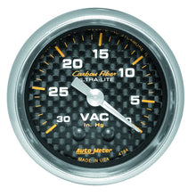 Load image into Gallery viewer, Autometer 2-1/16in Vacuum Gauge Carbon Fiber Mechanical 30Hg