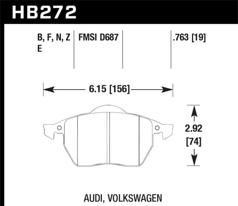 Hawk Performance Blue 9012 Front Brake Pads - HB272E.763 Hawk Performance