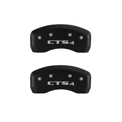 MGP 4 Caliper Covers Engraved Front Cursive/Cadillac Engraved Rear CTS4 Red finish silver ch MGP