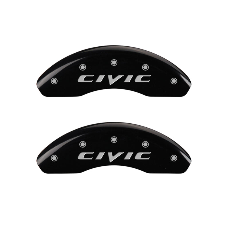 MGP 4 Caliper Covers Engraved Front & Rear Mgp Yellow Finish Black Char 2017 Honda Civic MGP