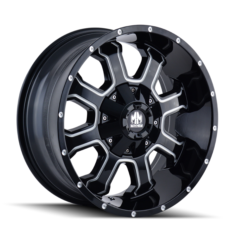 Mayhem 8103 Fierce 17x9 / 6x135 BP / -12mm Offset / 106mm Hub Black w/ Milled Spokes Wheel Mayhem