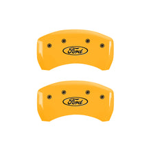 Load image into Gallery viewer, MGP 4 Caliper Covers Engraved Front &amp; Rear Oval logo/Ford Yellow finish black ch MGP