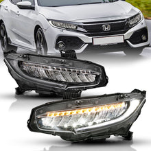 Load image into Gallery viewer, ANZO 16-17 Honda Civic Projector Headlights Plank Style Black w/Amber/Sequential Turn Signal - eliteracefab.com