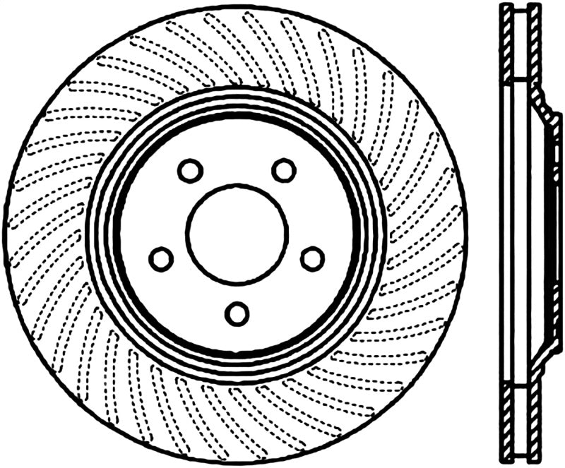 STOPTECH 94-04 FORD MUSTANG SVT COBRA SLOTTED & DRILLED SPORT FRONT RIGHT BRAKE ROTOR, 127.61045R - eliteracefab.com