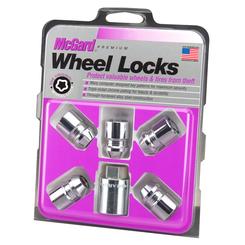 McGard Wheel Lock Nut Set - 5pk. (Cone Seat) M12X1.5 / 13/16 Hex / 1.28in. Length - Chrome - eliteracefab.com