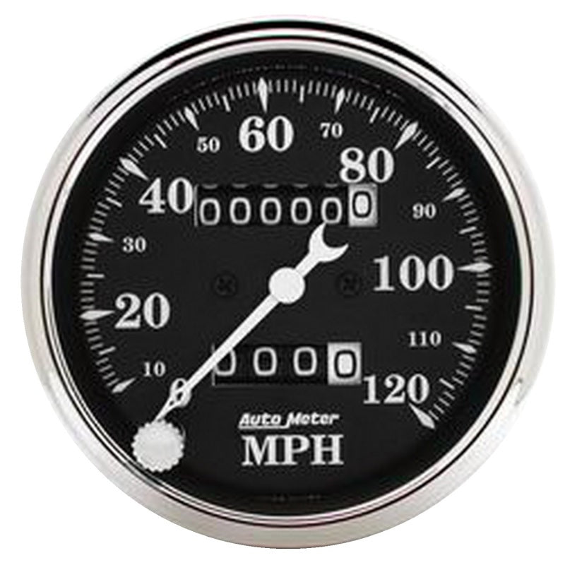 AutoMeter Gauge Speedo. 3-1/8in. 120MPH Mechanical Old Tyme Blk 1796